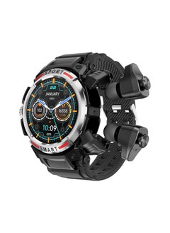 Generic GT 100 Bluetooth Smart Watch With Earbuds 1.43 HD Screen For Men Rugged Bluetooth Call Answer Calls Fitness Tracker Ip67 Waterproof AI Voice Assistant Silver  - Image 1