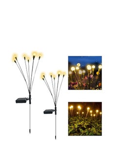 Generic 6 LED Solar Powered Firefly Lights, Solar Lights Outdoor Waterproof, Starburst Swaying Solar Firefly Lights for Path Landscape Outdoor Decor Lights (2 pcs, Warm)  - Image 1