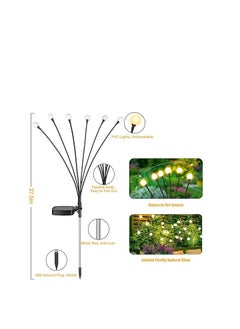 Generic 6 LED Solar Powered Firefly Lights, Solar Lights Outdoor Waterproof, Starburst Swaying Solar Firefly Lights for Path Landscape Outdoor Decor Lights (2 pcs, Warm)  - Image 3