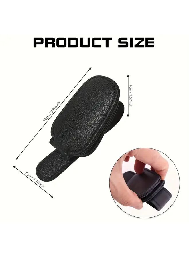 1pc Universal Car Sun Visor Glasses Clip Durable Faux Leather Eyeglass Holder With Secure Clamp Black Fit For All Vehicles Vehicle Interior Accessories Eyewear Storage Organizer Sleek Organizer - Image 2