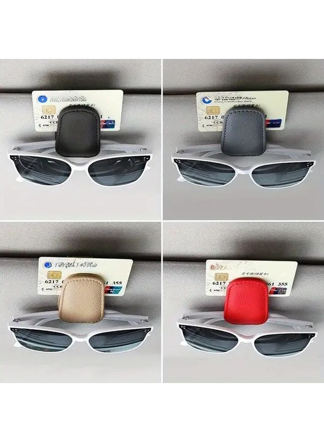 1pc Universal Car Sun Visor Glasses Clip Durable Faux Leather Eyeglass Holder With Secure Clamp Black Fit For All Vehicles Vehicle Interior Accessories Eyewear Storage Organizer Sleek Organizer - Image 4