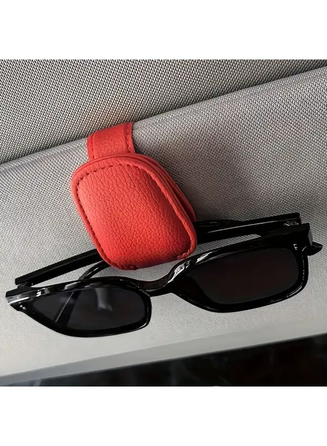 1pc Universal Car Sun Visor Glasses Clip Durable Faux Leather Eyeglass Holder With Secure Clamp Black Fit For All Vehicles Vehicle Interior Accessories Eyewear Storage Organizer Sleek Organizer - Image 3