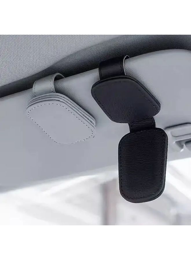 1pc Universal Car Sun Visor Glasses Clip Durable Faux Leather Eyeglass Holder With Secure Clamp Black Fit For All Vehicles Vehicle Interior Accessories Eyewear Storage Organizer Sleek Organizer - Image 5