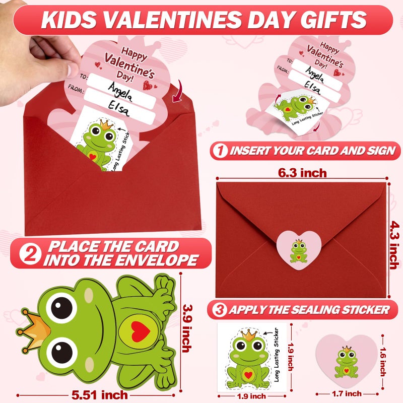 PARTYLOUD Valentines Cards for Kids Classroom, 48 PCS Animal Valentine Cards with Stickers, Valentines Exchange Bookmarks for Kids Valentine Classroom Gifts School Parties - Image 4