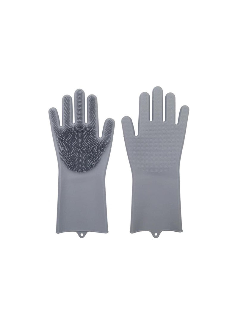 GGOOT 1 Pair Dish Washing Gloves Silicone Dishes Cleaning Gloves with Cleaning Brush Kitchen Wash Housekeeping Scrubbing Gloves Random Color  - Image 2