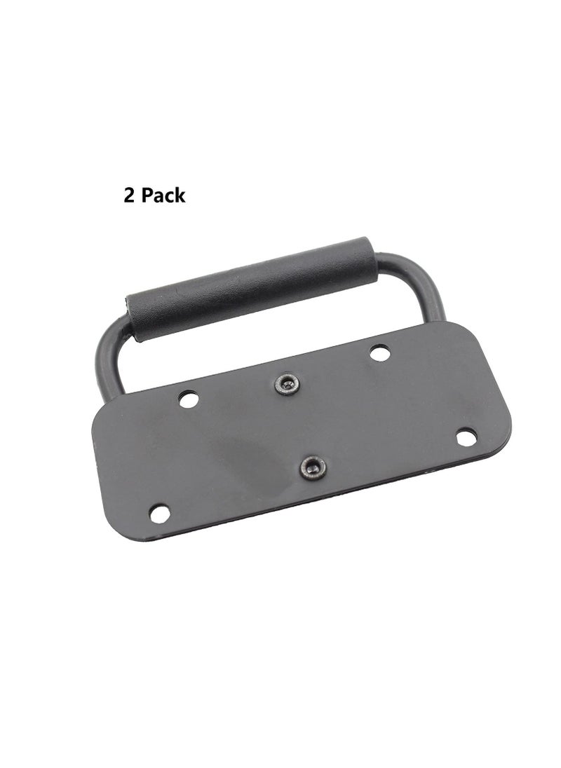 KASTWAVE - Spring Loaded Pull Handles, Surface Mount Chest Handle with Rubber Grip Handmade Chest Trunk Lifter Handle Pull Heavy Duty Hardware for Chests Trunks Crates Storage Boxes Thickened 2mm (2 Pack) - Image 1