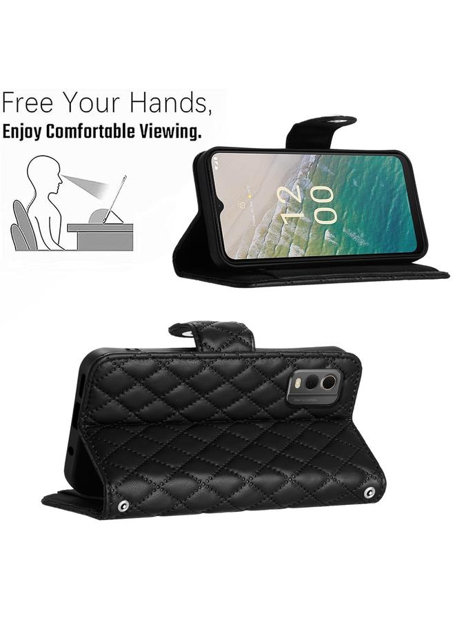 اس-توب جراب هاتف Nokia C32 من الجلد بتصميم معيني مع حبل تعليق - Image 4