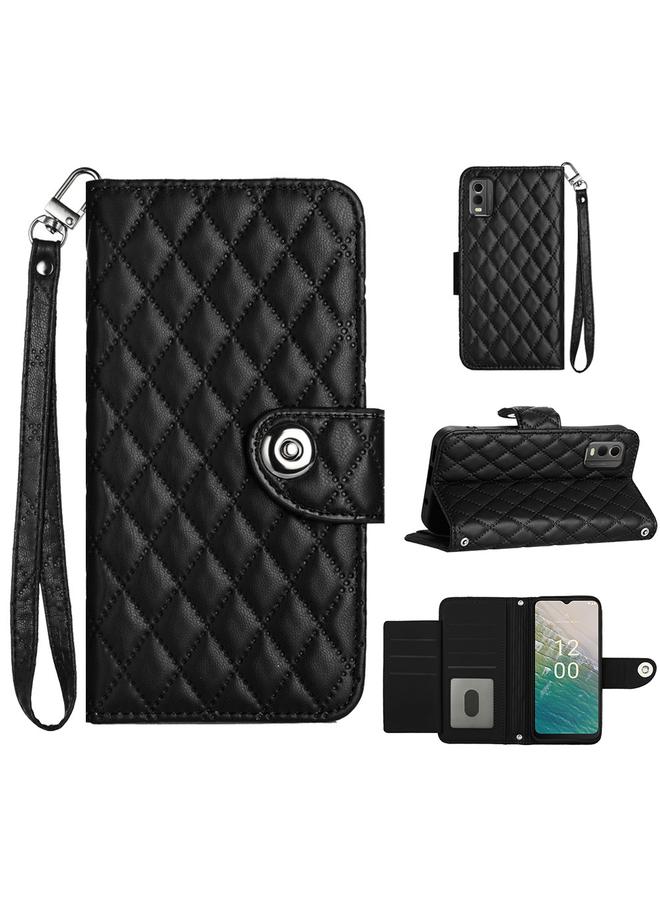 اس-توب جراب هاتف Nokia C32 من الجلد بتصميم معيني مع حبل تعليق - Image 1