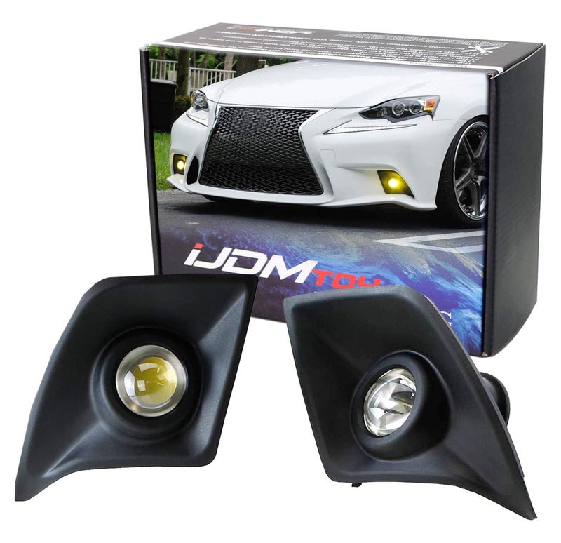 مصابيح ضباب LED عدسة بروجيكتور ذهبية صفراء iJDMTOY متوافقة مع لكزس 2014-2016 IS FSport IS200t IS250 IS300 IS350 مزودة بمصادر LED عالية الطاقة 15W 2500K