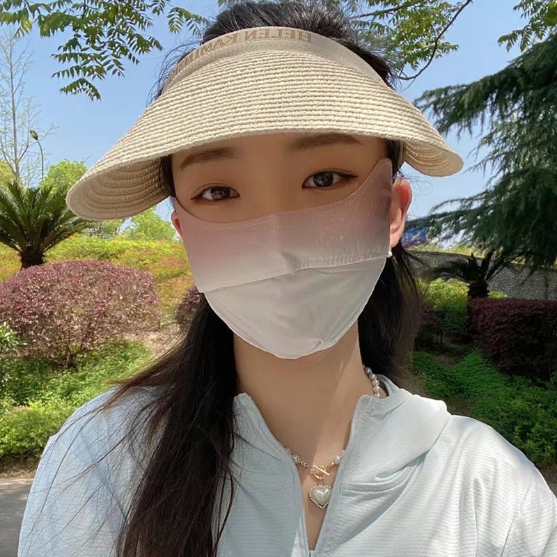 Gradient Ice Silk Mask 2022 New Fashion Version Cute High Color Value Girls Pure Pink White Breathable Trendy KZ-1-dark pink 