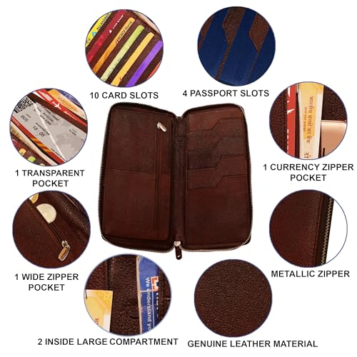 ABYS Genuine Leather Brown Men Wallet||Credit Card Holder||Passport Cover with Zipper Closure (5117DB) - Image 5