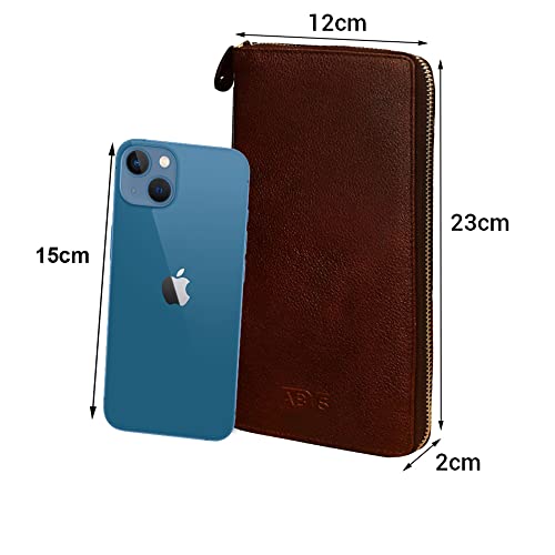 ABYS Genuine Leather Brown Men Wallet||Credit Card Holder||Passport Cover with Zipper Closure (5117DB) - Image 2