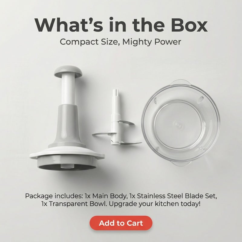White Manual Food Processor Multi Function Press Cooking Machine Mince Meat Cutter Blender Auxiliary Vegetable Masher Garlic Puree Meat Crusher Kitchen Utensils Easy To Clean - Image 5