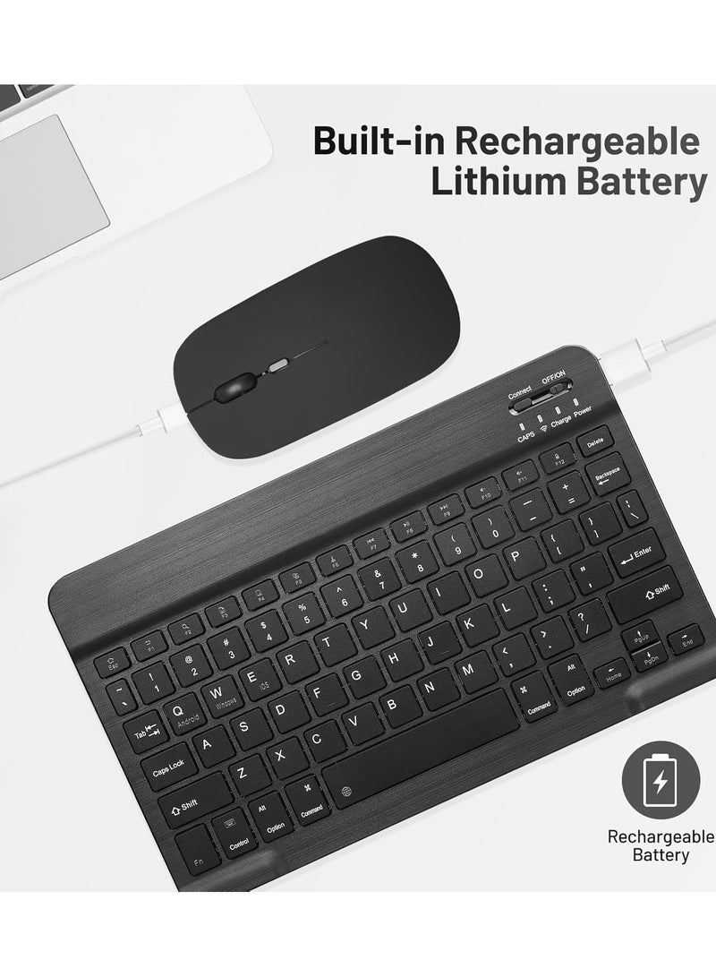 Ultra-Slim Bluetooth Keyboard Portable Mini Wireless Keyboard Rechargeable for Apple iPad iPhone Samsung Tablet Phone Smartphone iOS Android Windows (10 inch Black) - Image 1