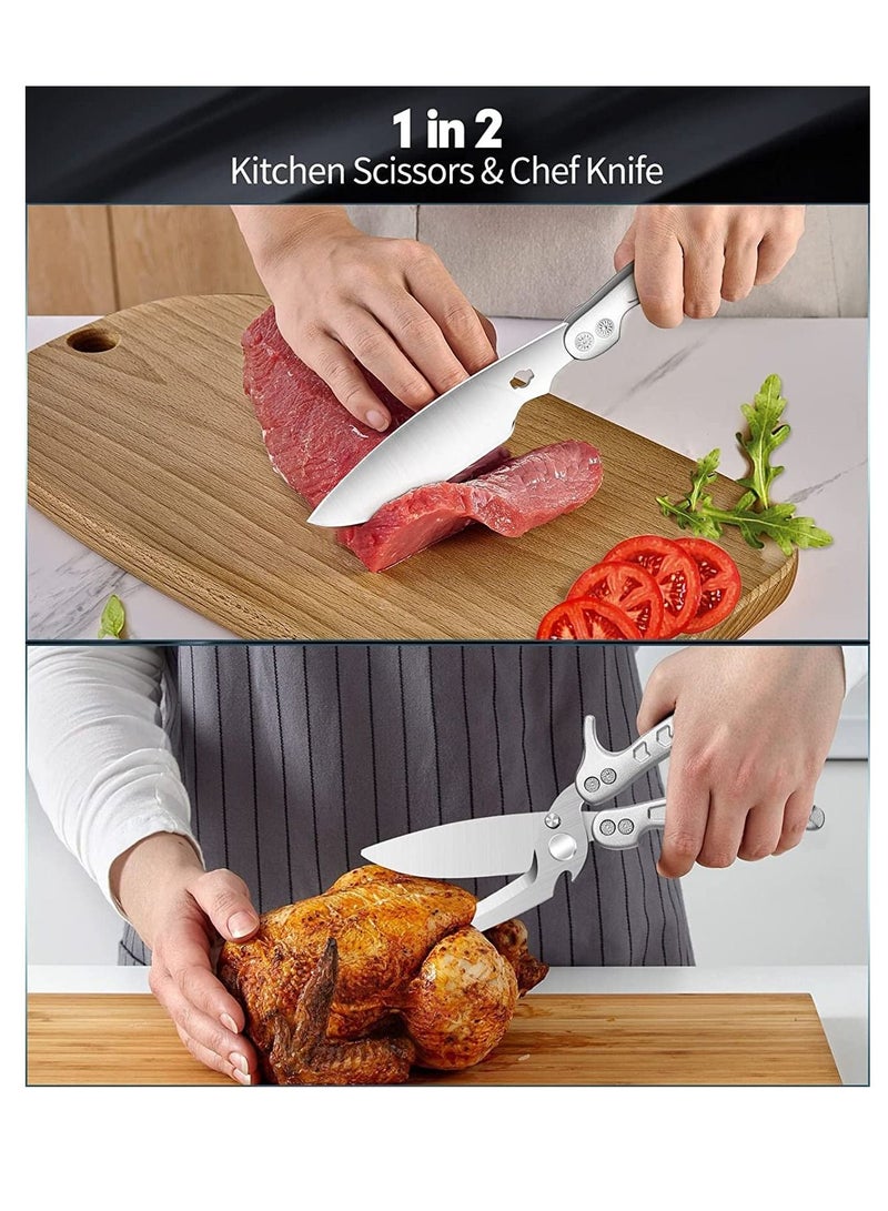 SYOSI Kitchen Poultry Shears Kitchen Scissors Heavy Duty with Serrated Edge Detachable Kitchen Shears with Spring Loaded Stainless Steel Multipurpose sharp for Cutting Chicken Fish Bone Meat  - Image 2