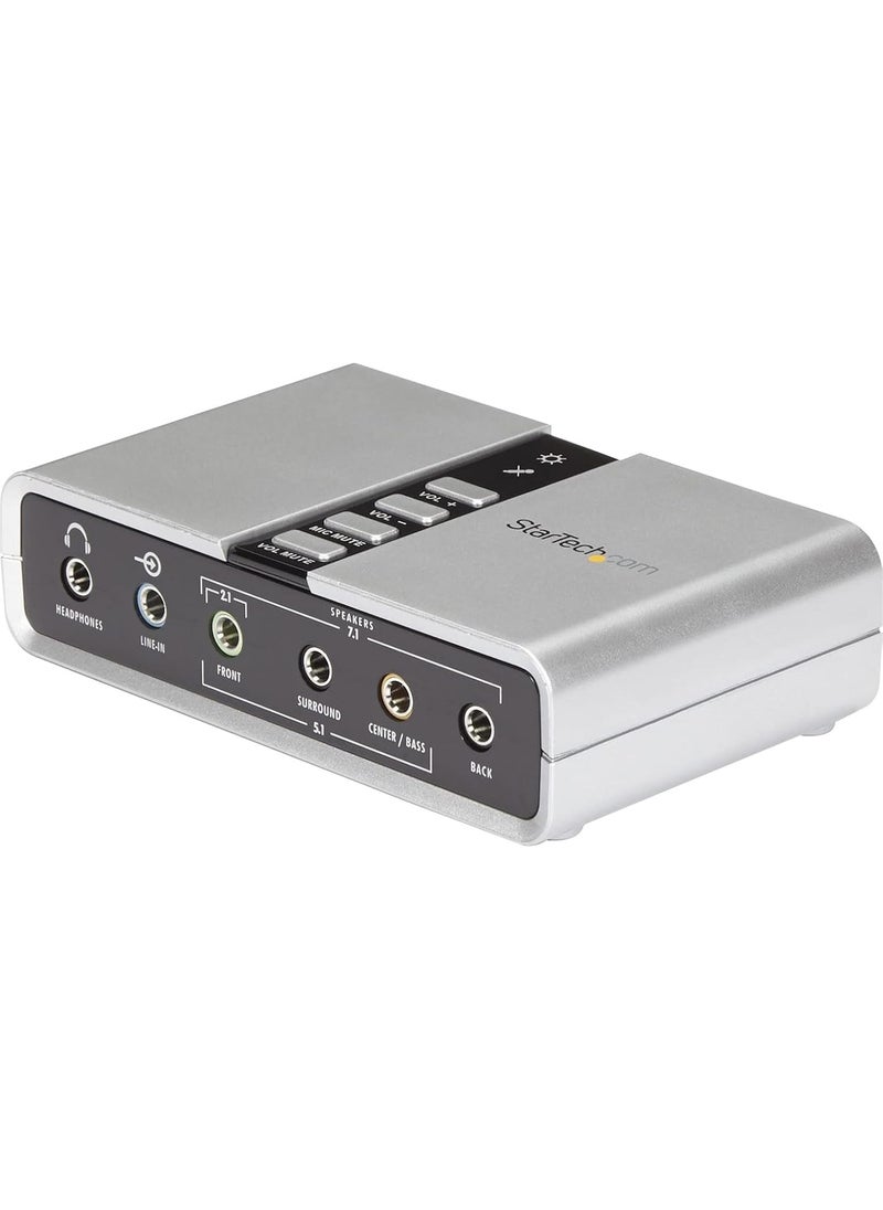 StarTech StarTechcom 71 USB Sound Card  External Sound Card for Laptop with SPDIF Digital Audio  Sound Card for PC  Silver ICUSBAUDIO7D  - Image 1
