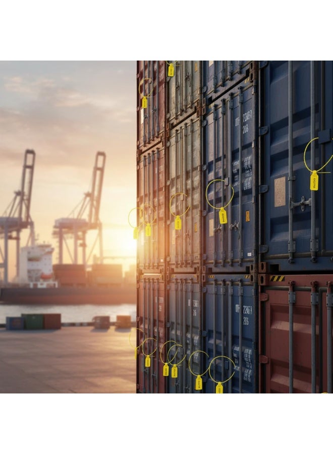 1000 قطعة أختام بلاستيكية مضادة للعبث، بطاقات أمان مرقمة ذاتية الغلق لسحب الكابلات، لطفاية الحريق، 250 ملم، أصفر - Image 3