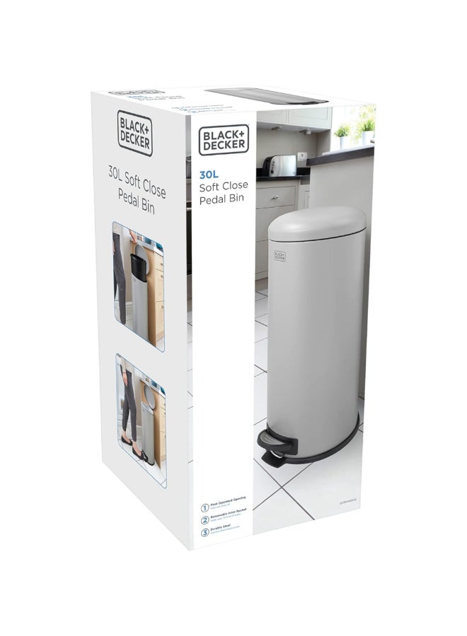 بلاك اند ديكر سلة نفايات وإعادة التدوير بدواسة وغطاء بشكل قبة وإغلاق ناعم رمادي وأسود 30 لتر 61125 - Image 5