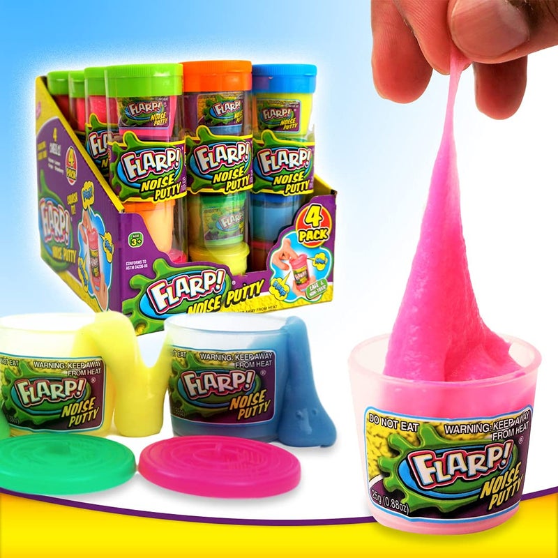 JA-RU Mini Flarp Noise Putty Fidget Toy (6 Tubes with 24 Mini Flarps) 4 Mini Putty per Pack. Stress Relief Toy  Bulk Slime Party Favors for Kids Stocking Stuffer. Plus Bouncy Ball 336-6p - Image 4