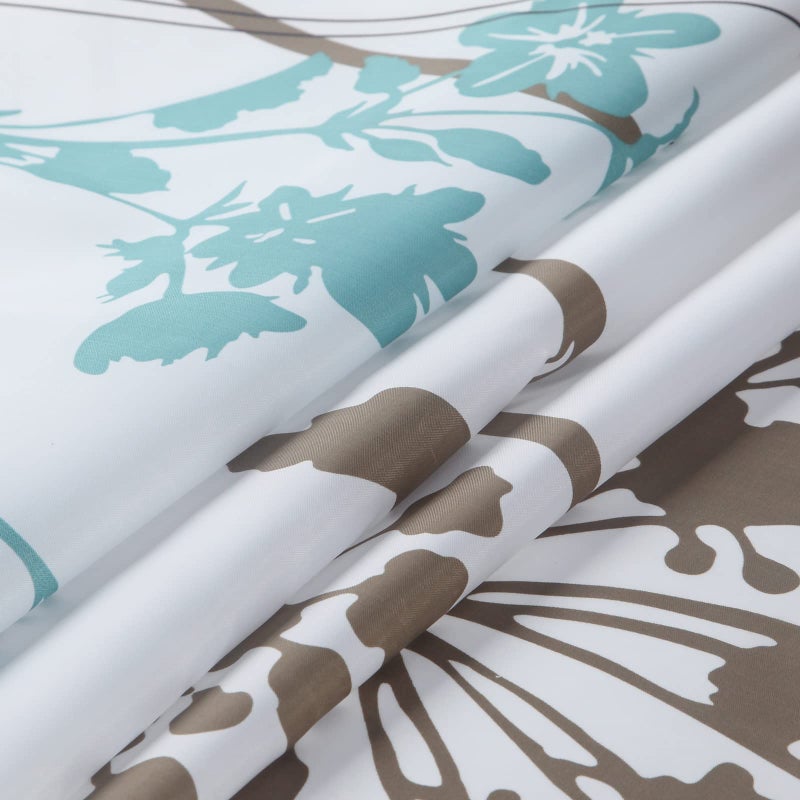 BESTRIPES Fabric Floral Shower Curtain  Blue and White Shower Curtain  Teal and Brown Plant Shower Curtains for Bathroom  Modern Decorative Bathroom Curtains - 72 "" W x 72 "" H - Image 2