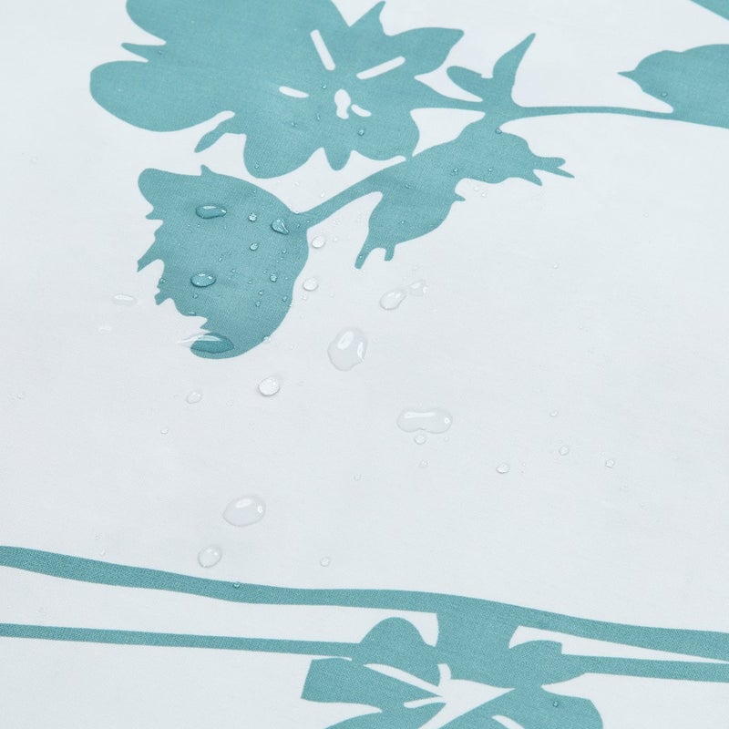 BESTRIPES Fabric Floral Shower Curtain  Blue and White Shower Curtain  Teal and Brown Plant Shower Curtains for Bathroom  Modern Decorative Bathroom Curtains - 72 "" W x 72 "" H - Image 3