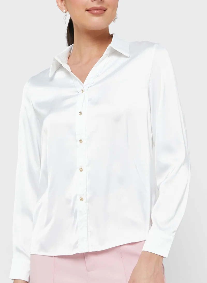 ELLA Solid Button Detail Shirt