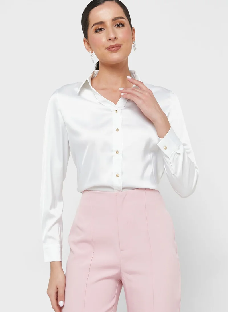 ELLA Solid Button Detail Shirt