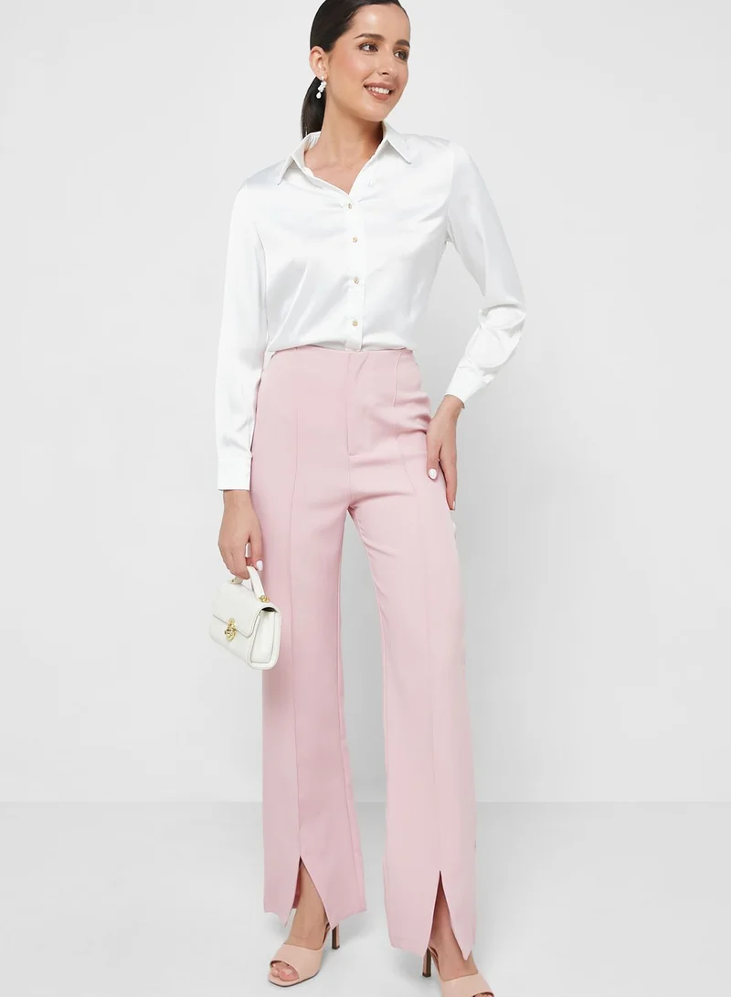 ELLA Solid Button Detail Shirt
