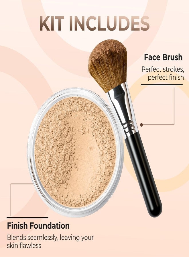 Sweet Face Minerals FOUNDATION with FLAWLESS FACE BRUSH Mineral Makeup (WARM Neutral Shade-Most Popular) Matte Natural Loose Powder Bare Skin Cosmetics Full Coverage Long Lasting All Skin Types SPF 18 - Image 2