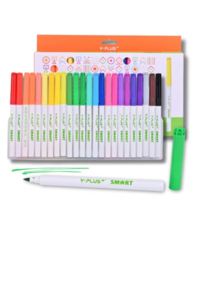 Y plus+ 12-Piece Jumbo Fibre Tip Colouring Pen Multicolor - Image 1