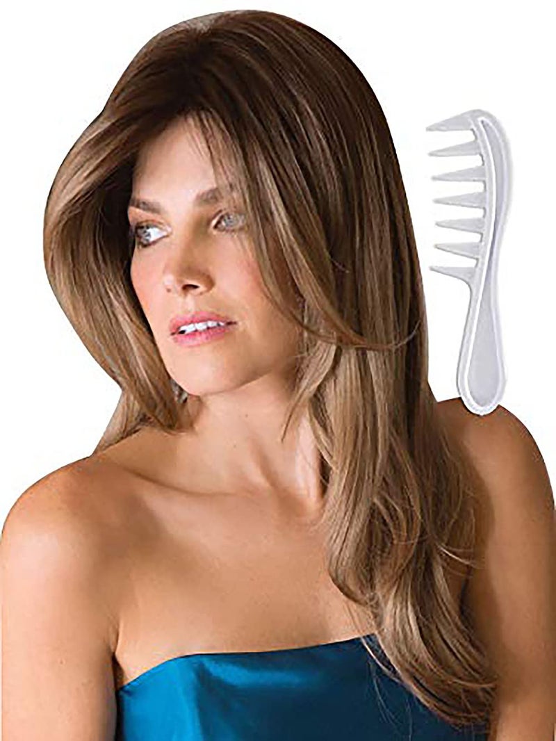 Noriko Angelica Synthetic Wig by Rene of Paris and Wig Lift Comb - Medium Brown - Bundle 2 Items