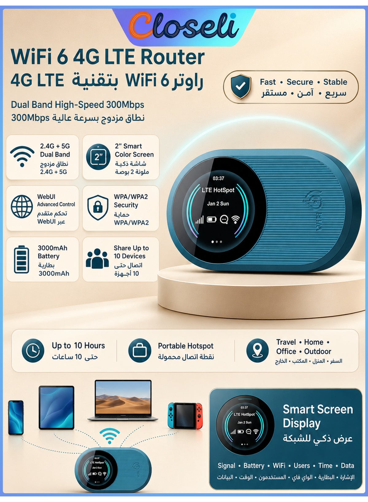 Closeli Closeli Portable Mobile simcard 3000mAh Z4EF677CEACD4198BED5DZ