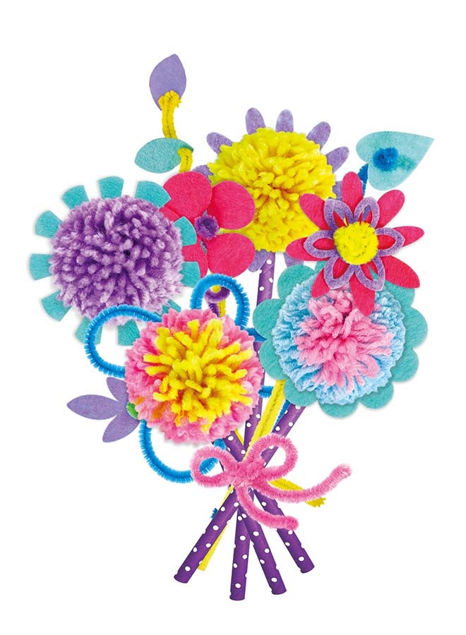 Avenir Pom Pom Bouquet - Flowers Multicolor |  activity for kids |  pre-cut felts and felt stickers |  Perfect work of art to keep for room decoration or to give as a gif | ages 3+ - Image 3
