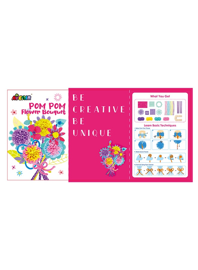 Avenir Pom Pom Bouquet - Flowers Multicolor |  activity for kids |  pre-cut felts and felt stickers |  Perfect work of art to keep for room decoration or to give as a gif | ages 3+ - Image 5