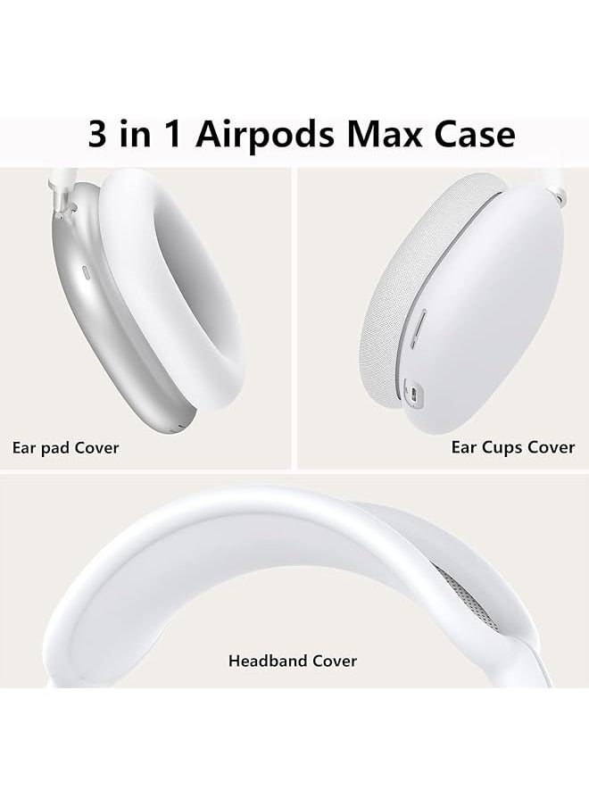 erorex - Silicone Case Cover For Airpods Max Headphones Anti Scratch Ear Pad Case Cover Ear Cups Cover Headband Cover For Airpods Max Silicone Skin Protector For Airpods Max White - Image 1