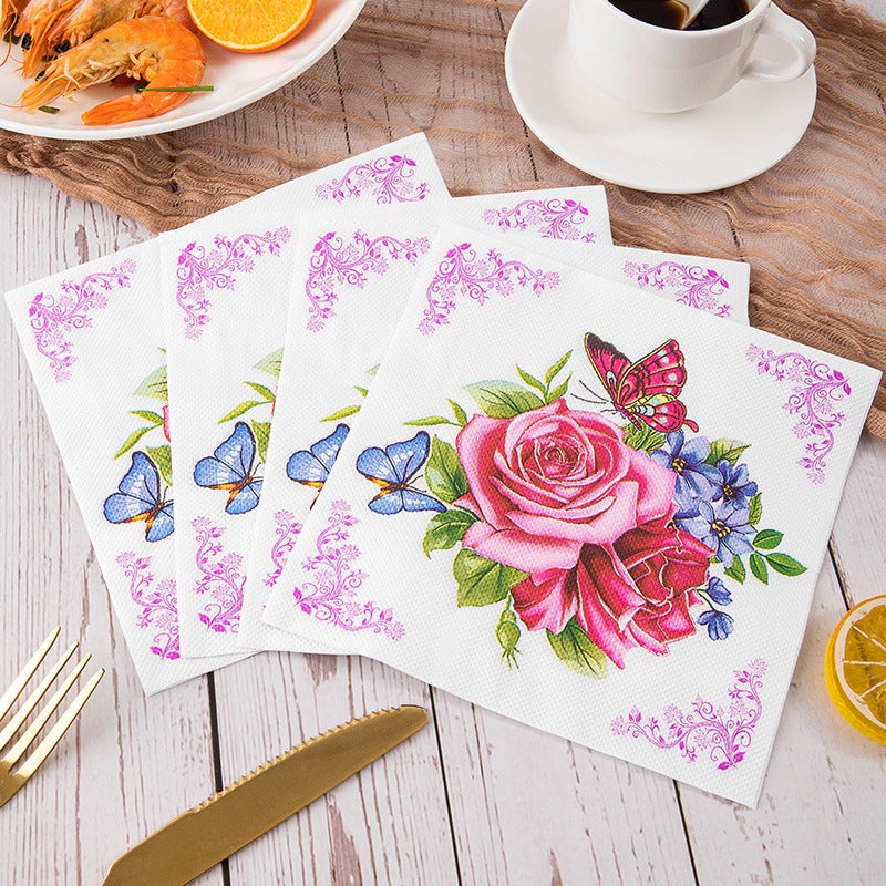 Party Printing Paper Towel Napkin Party Color Paper Flowers Restaurant Can Be Printed Logo - Image 1