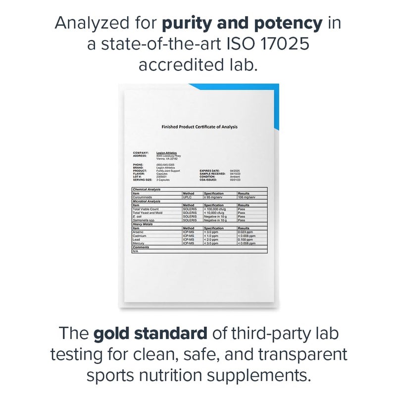 Legion Athletics Fortify Joint Support + Boosts Joint Health & Function + Reduces Joint Discomfort + 500 Milligrams Of Curcumin Natural Ingredients 100% 30 Servings Dietary Supplement 90 Vegetarian Capsules. - Image 2