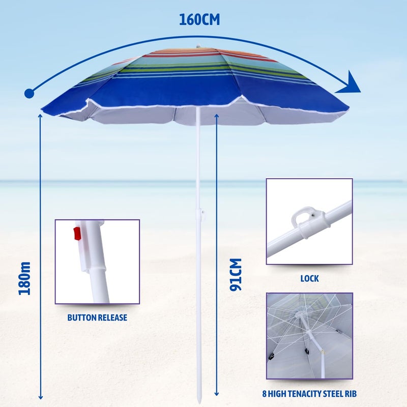 Procamp Beach Umbrella for Sand - UV 50+ Protection | Outdoor Beach Umbrella with Sand Anchor | Adjustable Height & Tilt Mechanism | Water & Wind Resistant (2.4 M / 240 Cm) - Image 3