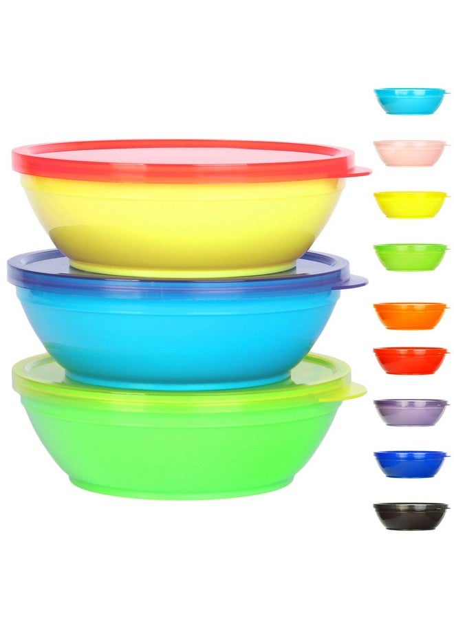 Youngever 18 Sets 8 ounce Kids Bowls with Lids (18 Bowls + 18 Lids), Small Food Storage Containers, Toddler Bowls with Lids, Set of 18 in 9 Assorted Colors - Image 1