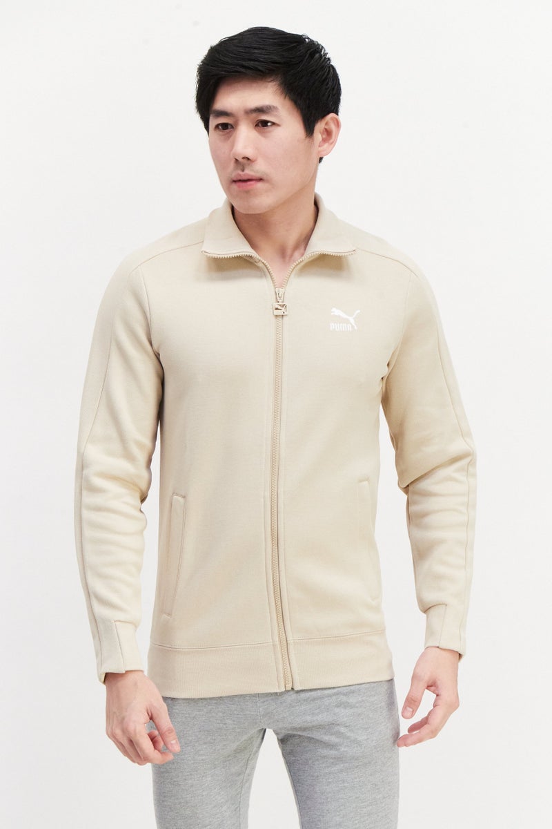 PUMA Men Sportswear Fit Embroidered Logo Training Jacket, Beige - Image 1