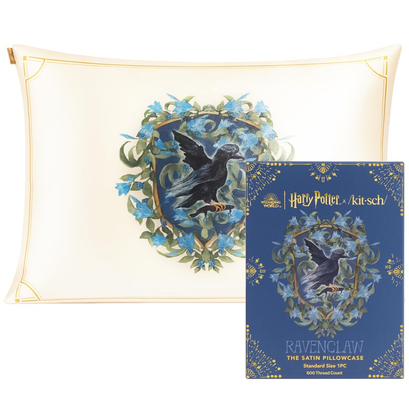 Kitsch x Harry Potter Ravenclaw Satin Pillowcase with Zipper DoubleSided Crest Design Better Than Silk Pillowcase Perfect for Kids Rooms Toddler Bed Time Pillow Case QueenStandard 19x26
