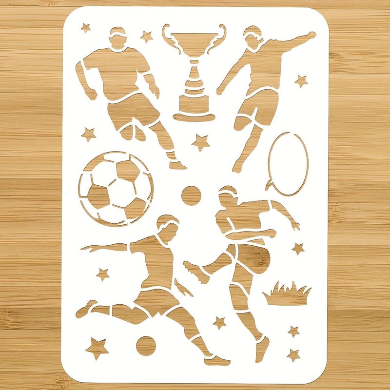 Soccer Player Stencil 11.7 X 8.3 Inches Reusable Hollow Painting Template For Art And Craft On Wood Fabric Paper Walls Canvas Floors - Image 1