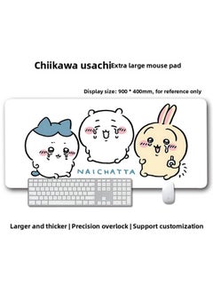 Usaki Mouse Pad Oversized Girls Cute Cartoon Jiyka Wow Chiikawa Computer Desktop Keyboard Pad-Color:800*300*2mm-Pattern:Gee 24