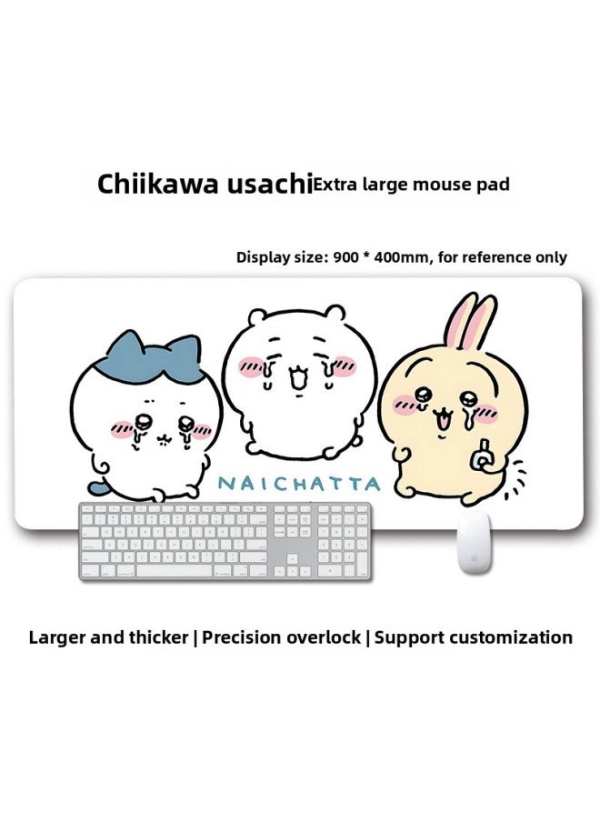 Generic - Usaki Mouse Pad Oversized Girls Cute Cartoon Jiyka Wow Chiikawa Computer Desktop Keyboard Pad-Color:800*300*2mm-Pattern:Gee 24 - Image 1