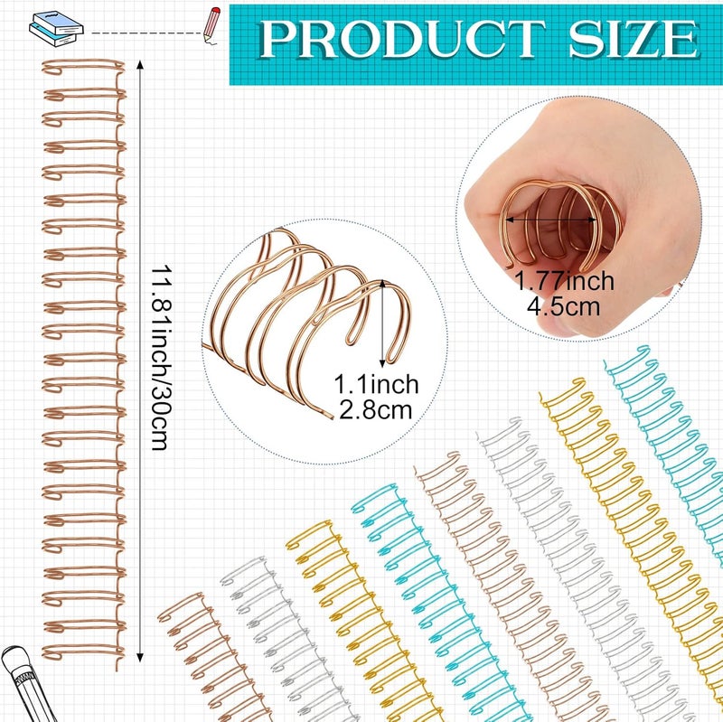 Chengu 20 Pcs Cinch Wire Binding Twin Loop Wire Binding Spines Double Loop Wire Binding Rings Spiral Binding Coils for Teacher Student Document Notebook Making File Organization School Office (1 Inch - Image 2