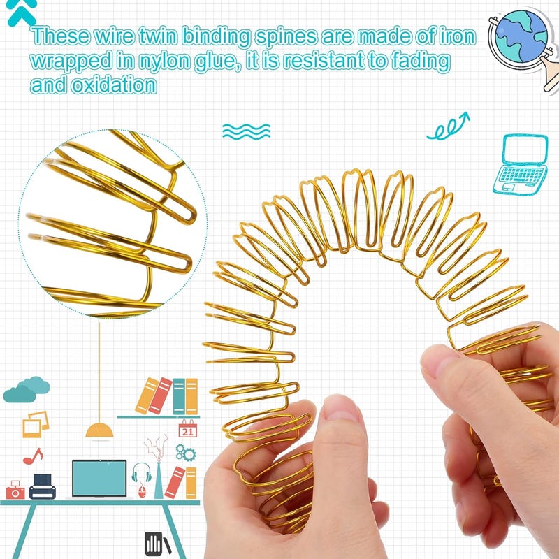 Chengu 20 Pcs Cinch Wire Binding Twin Loop Wire Binding Spines Double Loop Wire Binding Rings Spiral Binding Coils for Teacher Student Document Notebook Making File Organization School Office (1 Inch - Image 3