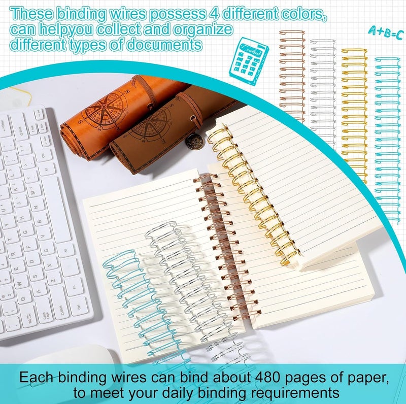 Chengu 20 Pcs Cinch Wire Binding Twin Loop Wire Binding Spines Double Loop Wire Binding Rings Spiral Binding Coils for Teacher Student Document Notebook Making File Organization School Office (1 Inch - Image 4