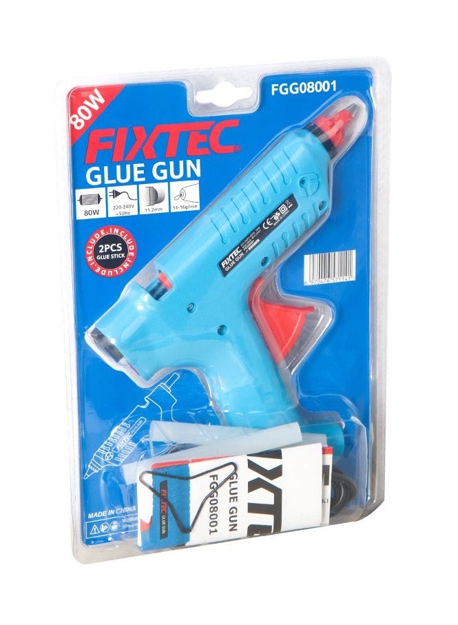 Fixtec Power Tools 220-240V Electric Silicone Hot Melt Plastic Glue Pistol 80W Blue - Image 1