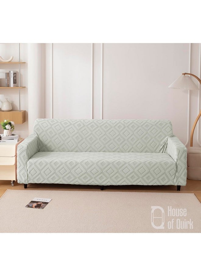 هاوس أوف كويرك غطاء أريكة House of Quirk Universal Triple Seater من القماش الجاكار بنسيج ماسي 220 جرام لكل متر مربع غطاء ناعم الملمس للأريكة غطاء أريكة مرن قابل للتمدد (دخاني، 185-230 سم)  - Image 2