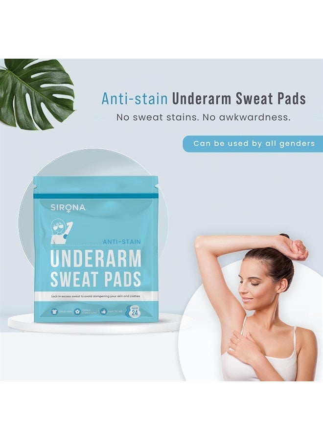 Sirona Disposable Underarm Sweat Pads for Men and Women - 24 Pads (Pack of 3) | Peel-Off | Stain Proof | Anti Perspiration - Image 1